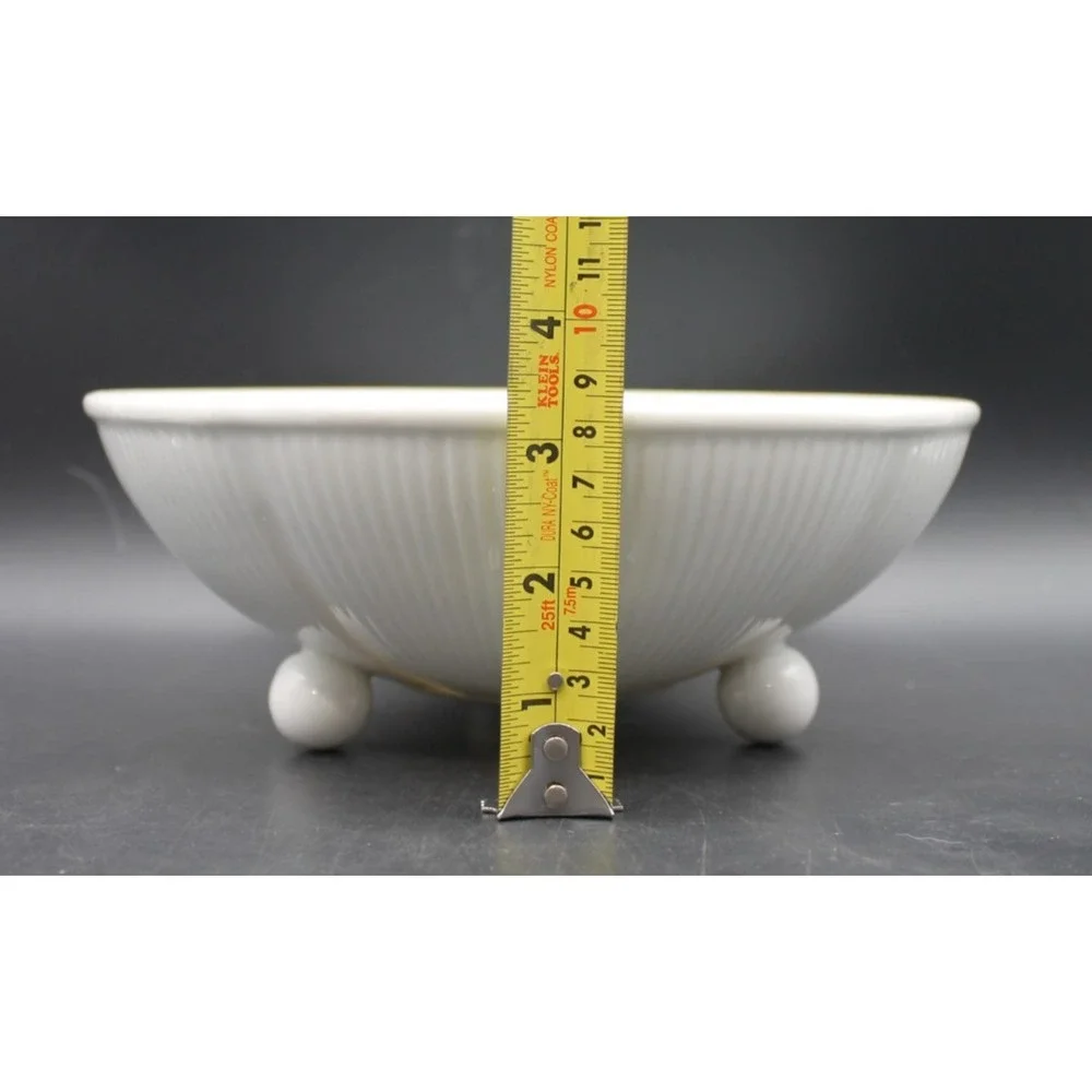 Vintage FIC White Ceramic Footed Berry Bowl Draining Colander Taiwan 9 Inch